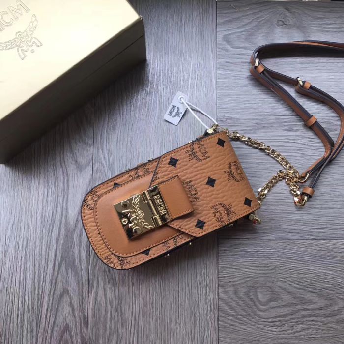 Buy Replica MCM X-Mini Patricia Crossbody Bag In Visetos Cognac 129 ...