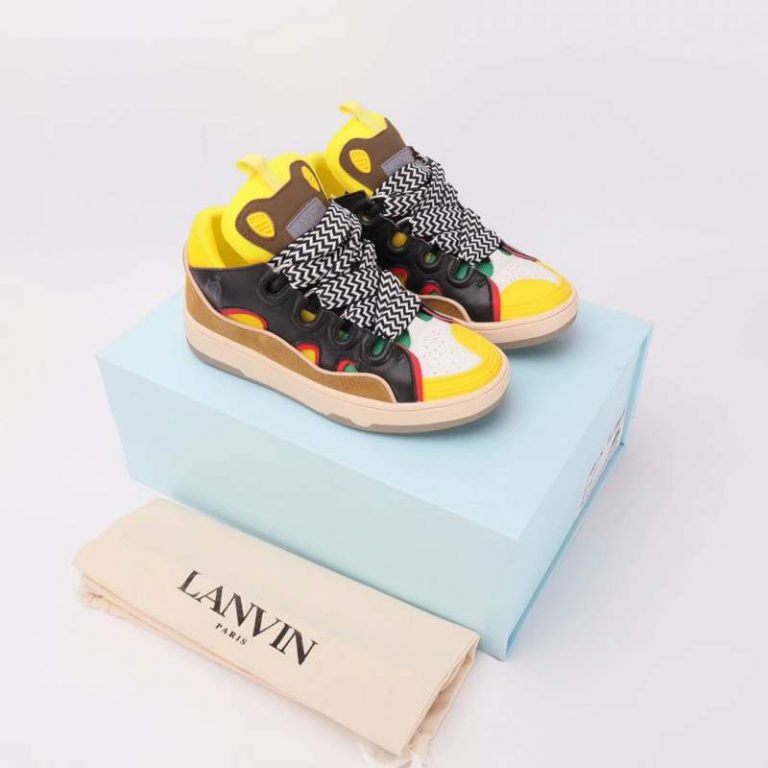 Buy Replica Lanvin Yellow Leather Curb Sneakers - Buy Designer Bags ...