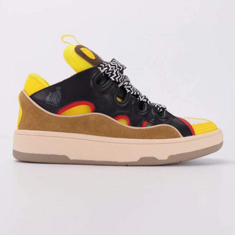 Buy Replica Lanvin Yellow Leather Curb Sneakers - Buy Designer Bags ...