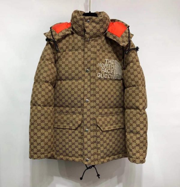 Buy Replica The North Face x Gucci Puffer GG Logo Jacket In Beige - Buy ...