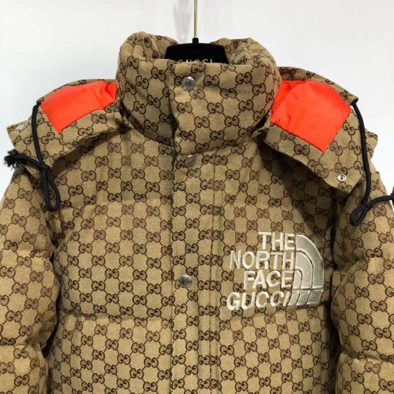 Buy Replica The North Face x Gucci Puffer GG Logo Jacket In Beige - Buy ...