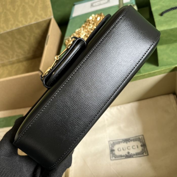 Buy Replica Gucci Horsebit 1955 Small Shoulder Bag 735178 Black Leather ...