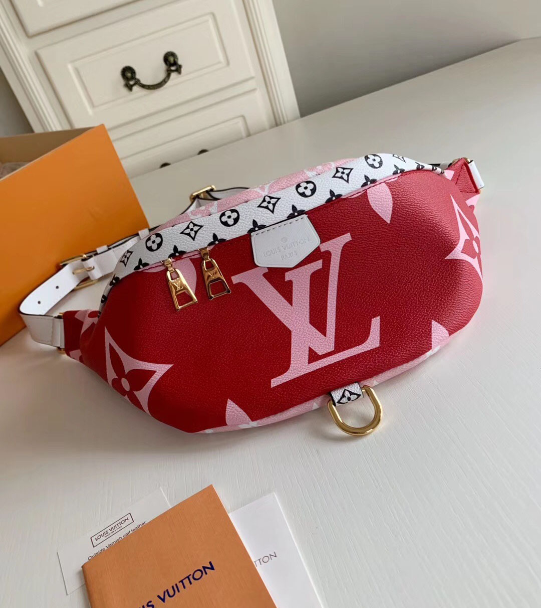 Buy Replica Louis Vuitton Bumbag M44575 Monogram Giant Red Pink - Buy Designer Bags, Sunglasses ...